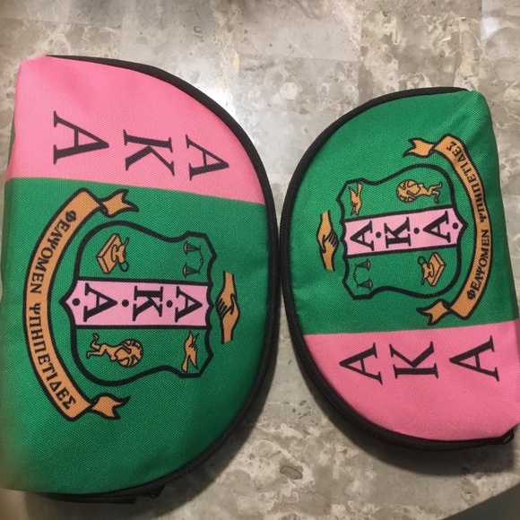 AKA Sorority Cosmetics 2 Bags (1) 8 1/2 in Long and 6 in) (2) 7 in Long x 5 in - Picture 3 of 5